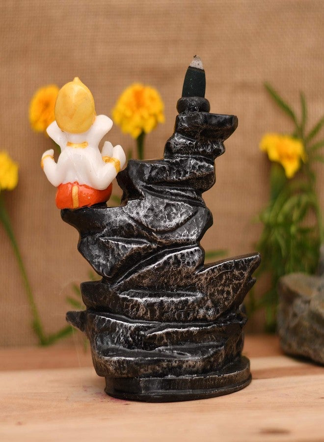 Craftam PolyResin Big Size Ganesha Sitting Near Fountain Smoke Backflow Cone Incense Holder Decorative Showpiece with 20 Free Smoke Backflow Scented Cone for Gifts, Home Décor - Image 5